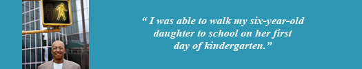 James walked his daughter to kindergarten on her first day of school