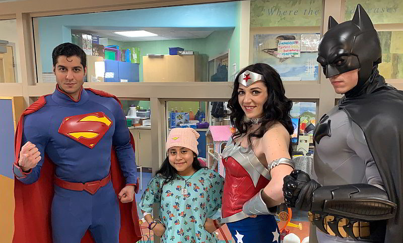 Supernam, Wonder Woman and Batman with CHAM patient