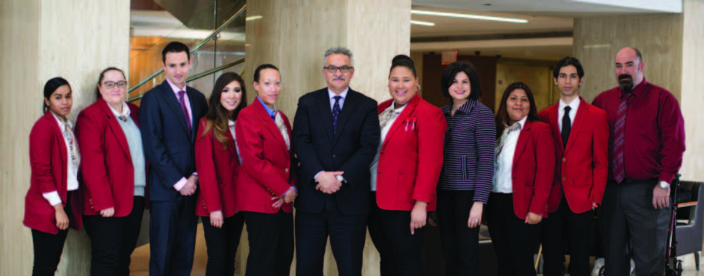 (Left to right) Marcello Khattar, Director, Patient Experience; Peter Semczuk, DDS, MPH, Senior Vice President and Executive Director, Moses/ Wakefield Campuses; Dana Politis, MPH, Director, Community Workforce Programs; and Shaun O’Malley, Assistant Director of Patient Experience, pictured with the Redcoats team.