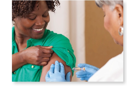 Woman receiving the flu shot